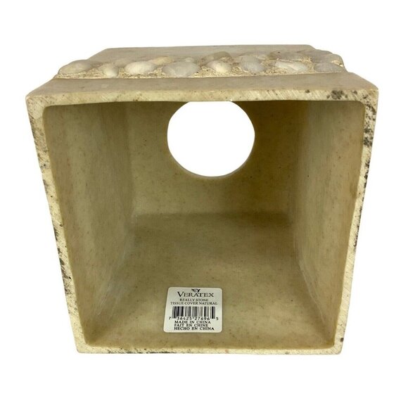 Veratex Really Stone Beige Square Tissue Box Cover Heavy Natural Bathroom Decor - Picture 5 of 6